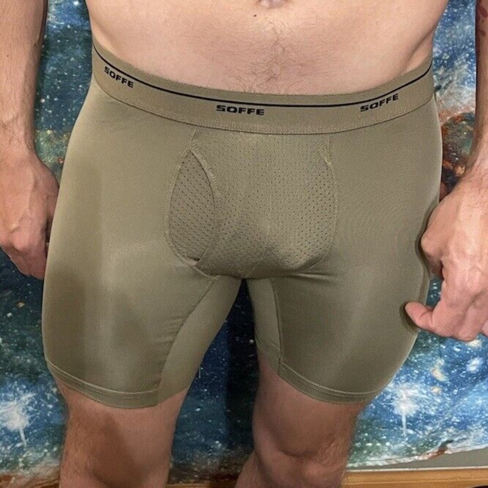 Soffe Men’s Athletic Compression Boxer Brief, Base Layer, Tan, LARGE, NWT, NEW